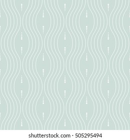 Seamless vector ornament. Modern geometric pattern with repeating dots and white wavy lines