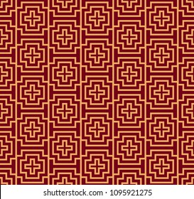 Seamless vector ornament. Modern stylish geometric linear pattern with golden color