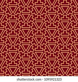 Seamless vector ornament. Modern stylish geometric linear pattern with golden color