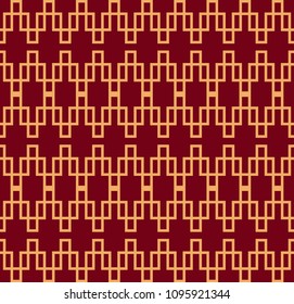 Seamless vector ornament. Modern stylish geometric linear pattern with golden color