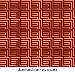 Seamless vector ornament. Modern stylish geometric linear pattern with golden color