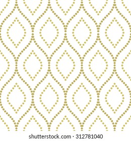 Seamless vector ornament. Modern stylish geometric pattern with repeating golden dotted waves