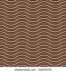 Seamless vector ornament. Modern stylish geometric pattern with repeating brown and golden wavy lines