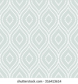 Seamless vector ornament. Modern stylish geometric light blue and white pattern with repeating dotted wavy elements