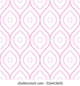 Seamless vector ornament. Modern stylish geometric pattern with repeating pink dotted waves
