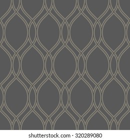 Seamless vector ornament. Modern stylish geometric pattern with repeating golden dotted wavy lines