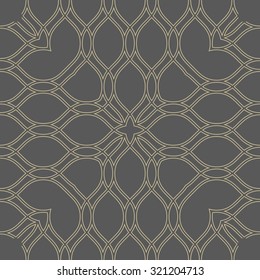 Seamless vector ornament. Modern stylish geometric pattern with repeating golden wavy lines