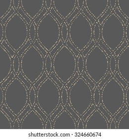 Seamless vector ornament. Modern stylish geometric pattern with repeating golden dotted elements