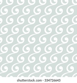 Seamless vector ornament. Modern stylish geometric pattern with repeating white waves and light blue background