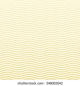 Seamless vector ornament. Modern stylish geometric pattern with golden background and repeating dotted waves