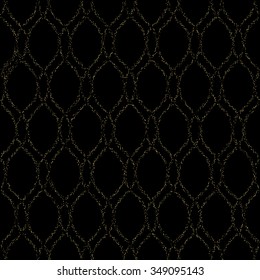 Seamless vector ornament. Modern stylish geometric pattern with golden dotted wavy lines
