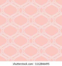 Seamless vector ornament. Modern wavy pink and white background. Geometric modern pattern