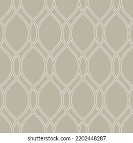 Seamless vector ornament. Modern wavy beige and white background. Geometric modern pattern