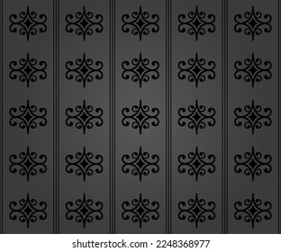 Ornamento vectorial sin foco. Fondo ondulado moderno. Patrón geométrico moderno oscuro con líneas verticales y adornos