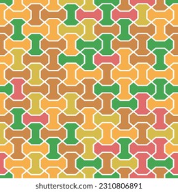 Seamless vector ornament. Modern wavy background. Geometric modern red, orange and green pattern