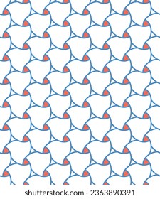 Ornamento vectorial sin foco. Fondo ondulado moderno. Patrón geométrico moderno azul, rojo y blanco