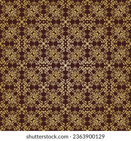Seamless vector ornament. Modern wavy background. Geometric modern brown and golden pattern