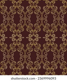 Ornamento vectorial sin foco. Fondo ondulado moderno. Patrón geométrico moderno marrón y dorado