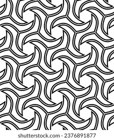 Seamless vector ornament. Modern wavy background. Geometric modern black and white pattern