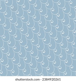 Seamless vector ornament. Modern wavy background. Geometric modern wavy blue and white pattern