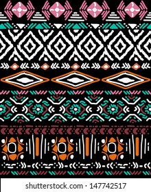 seamless vector ornament on black background, native-american style