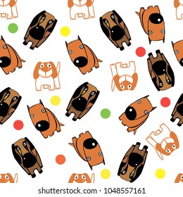 Seamless vector ornament with a pattern with puppys