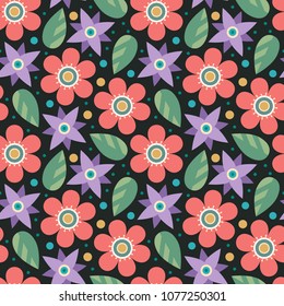 Seamless vector ornamental floral pattern. Background for printing on paper, wallpaper, covers, textiles, fabrics, for decoration, decoupage, scrapbooking and other