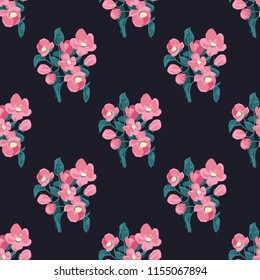 Seamless vector ornamental floral pattern. Background for printing on paper, wallpaper, covers, textiles, fabrics, for decoration, decoupage, scrapbooking and other