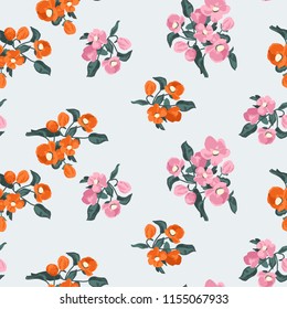 Seamless vector ornamental floral pattern. Background for printing on paper, wallpaper, covers, textiles, fabrics, for decoration, decoupage, scrapbooking and other