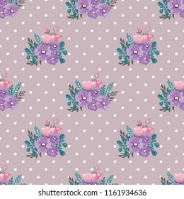 Seamless vector ornamental floral pattern. Background for printing on paper, wallpaper, covers, textiles, fabrics, for decoration, decoupage, scrapbooking and other