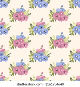 Seamless vector ornamental floral pattern. Background for printing on paper, wallpaper, covers, textiles, fabrics, for decoration, decoupage, scrapbooking and other