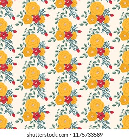 Seamless vector ornamental floral pattern. Background for printing on paper, wallpaper, covers, textiles, fabrics, for decoration, decoupage, scrapbooking and other