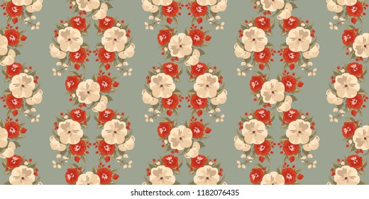 Seamless vector ornamental floral pattern. Background for printing on paper, wallpaper, covers, textiles, fabrics, for decoration, decoupage, scrapbooking and other