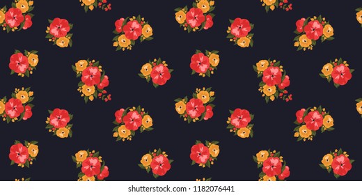 Seamless vector ornamental floral pattern. Background for printing on paper, wallpaper, covers, textiles, fabrics, for decoration, decoupage, scrapbooking and other