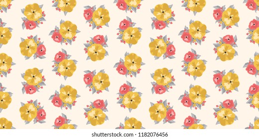 Seamless vector ornamental floral pattern. Background for printing on paper, wallpaper, covers, textiles, fabrics, for decoration, decoupage, scrapbooking and other