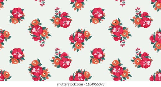 Seamless vector ornamental floral pattern. Background for printing on paper, wallpaper, covers, textiles, fabrics, for decoration, decoupage, scrapbooking and other