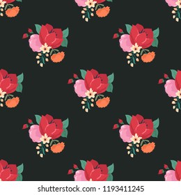 Seamless vector ornamental floral pattern. Background for printing on paper, wallpaper, covers, textiles, fabrics, for decoration, decoupage, scrapbooking and other