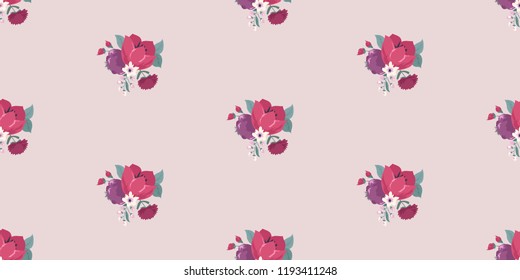 Seamless vector ornamental floral pattern. Background for printing on paper, wallpaper, covers, textiles, fabrics, for decoration, decoupage, scrapbooking and other