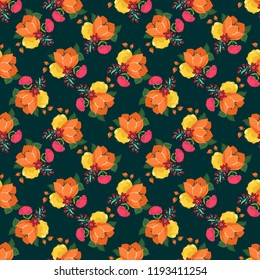 Seamless vector ornamental floral pattern. Background for printing on paper, wallpaper, covers, textiles, fabrics, for decoration, decoupage, scrapbooking and other