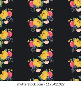 Seamless vector ornamental floral pattern. Background for printing on paper, wallpaper, covers, textiles, fabrics, for decoration, decoupage, scrapbooking and other