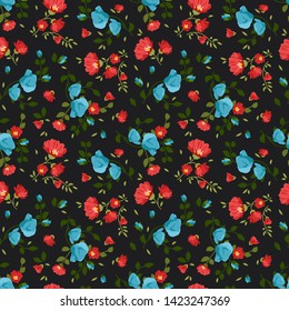 Seamless vector ornamental floral pattern. Background for printing on paper, wallpaper, covers, textiles, fabrics, for decoration, decoupage, scrapbooking and other