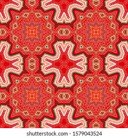 Seamless vector ornamental golden -red texture,   oriental, byzantine mosaic style