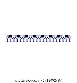 Adorno de encaje textil ornamental de Vector sin costuras, con un patrón continuo de Formas de diamantes conectadas y delicadas vieiras a lo largo de un Horizontal borde decorativo