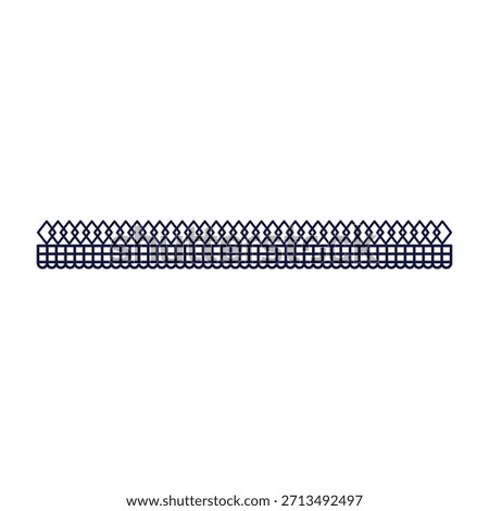 Seamless vector ornamental textile lace trim, featuring a continuous pattern of connected diamond shapes and delicate scallops along a horizontal decorative border
