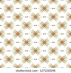 Seamless vector ornamental texture,  floral ornament,  oriental, medieval style on white background