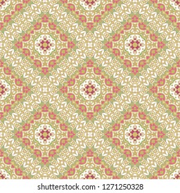 Seamless vector ornamental texture,  floral ornament,  oriental, medieval style on white background