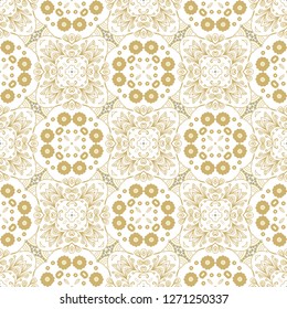 Seamless vector ornamental texture,  floral ornament,  oriental, medieval style on white background