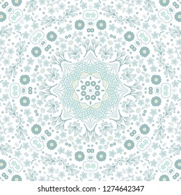 Seamless vector ornamental texture,  floral ornament,  oriental, medieval style on white background