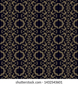 Seamless vector ornamental texture,    oriental, medieval style on black background