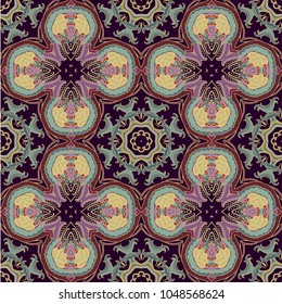 Seamless vector ornametnal pattern on dark background